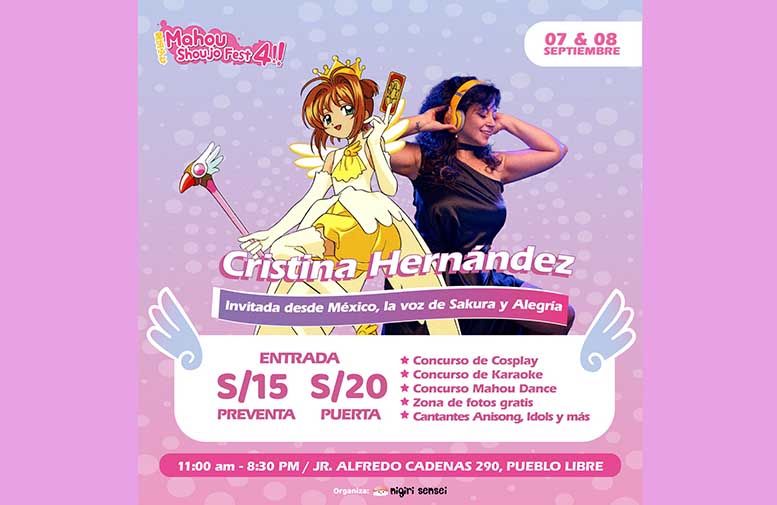 Cristina Hernandez, voz oficial de Alegría y Sakura Cardcaptors llega a Lima